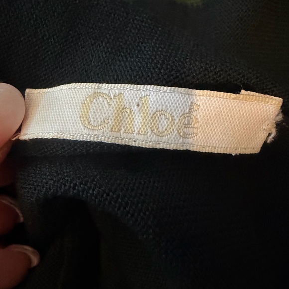 Chloe Olive/Black Colorblock Scarf Wrap Sweater Wool Blend Size 0 - Picture 5 of 5